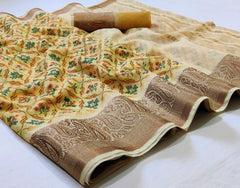 Linen jacquard Saree M J HANDLOOMS