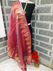 Tissue linen temple border dupatta Express