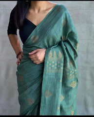 Linen embroidery saree SILK ZONE
