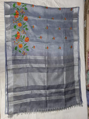 Tissue Linen Embroidery Saree SILK ZONE