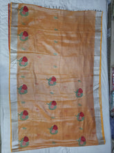 Tissue linen embroidery saree SILK ZONE