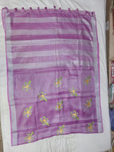 Tissue linen embroidery saree SILK ZONE
