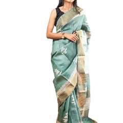 Pure Tussar Silk print saree