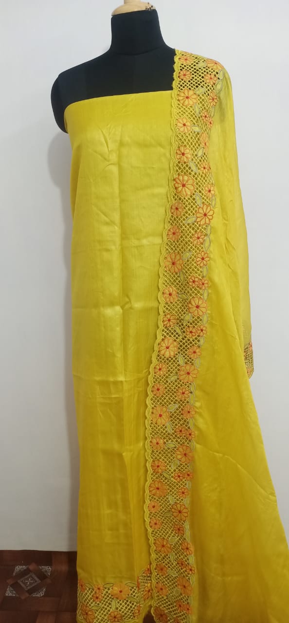 Tussar Silk Hand Cutwork Suit SILK ZONE