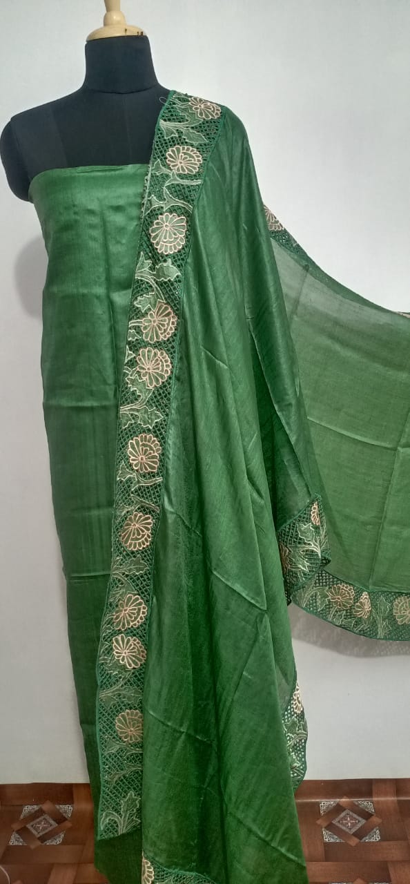 Tussar Silk Hand Cutwork Suit SILK ZONE