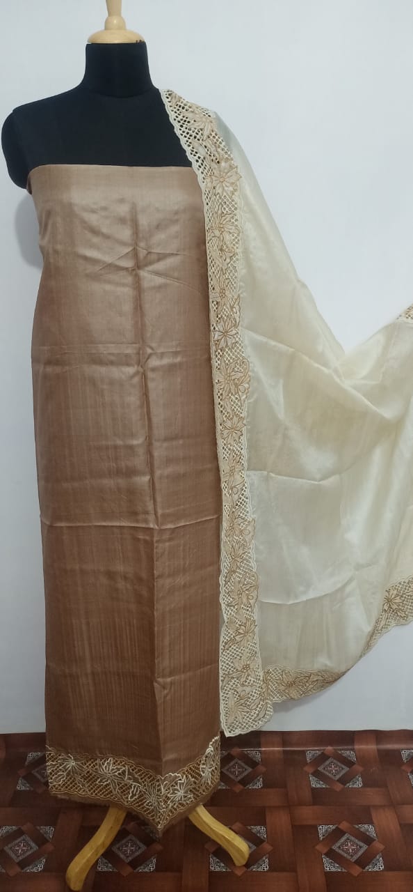 Tussar Silk Hand Cutwork Suit SILK ZONE