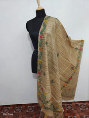 Tussar Ghicha Madhubani Print Dupatta SILK ZONE