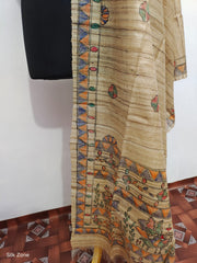 Tussar Ghicha Madhubani Print Dupatta SILK ZONE