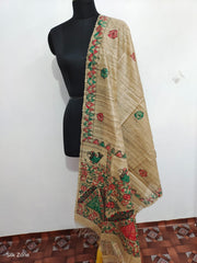 Tussar Ghicha Madhubani Print Dupatta SILK ZONE