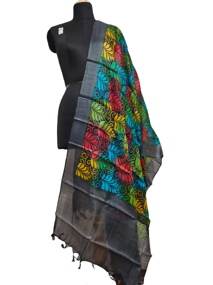 Tussar hand block print dupatta SILK ZONE