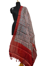 Tussar silk hand block print dupatta SILK ZONE