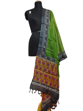 Tussar silk hand block print dupatta SILK ZONE