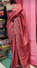 Tussar silk cut work design Saree SILK ZONE