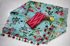 Linen Digital Print Dupatta Ikkat Top SILK ZONE