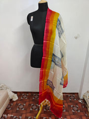 Tussar silk handblock print dupatta SILK ZONE