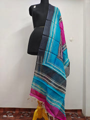 Tussar silk handblock print dupatta SILK ZONE