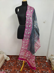 Tussar silk handblock print dupatta SILK ZONE