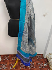 Tussar silk handblock print dupatta SILK ZONE