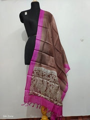 Tussar silk handblock print dupatta SILK ZONE