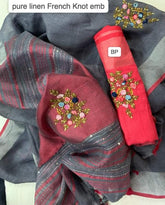 Pure linen handwork saree SILK ZONE