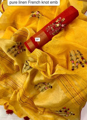 Pure linen handwork saree SILK ZONE