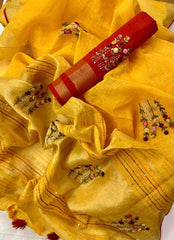 Pure linen handwork saree SILK ZONE