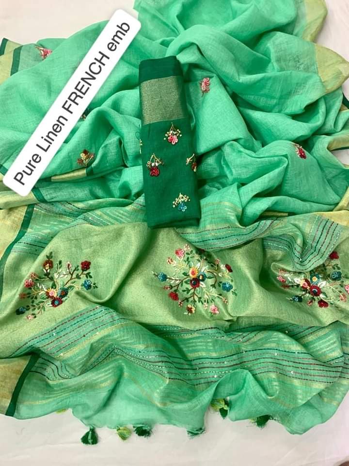 Pure linen handwork saree SILK ZONE