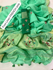 Pure linen handwork saree SILK ZONE