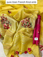 Pure linen handwork saree SILK ZONE