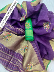 Pure linen handwork saree SILK ZONE
