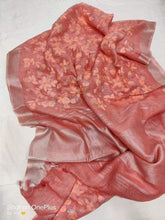 Pure silk linen embroidery saree SILK ZONE