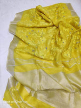 Pure silk linen embroidery saree SILK ZONE