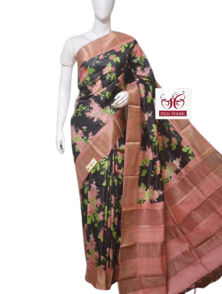 Pure Tussar Silk print saree