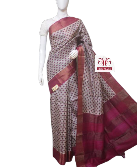 Pure Tussar Silk print saree