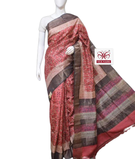 Pure Tussar Silk print saree
