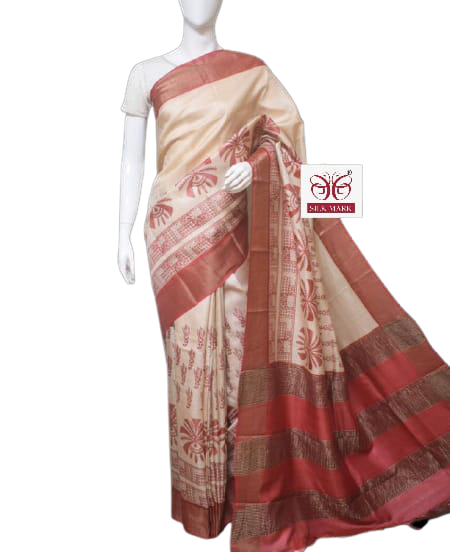 Pure Tussar Silk print saree