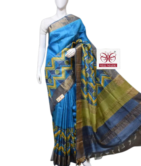Pure Tussar Silk print saree