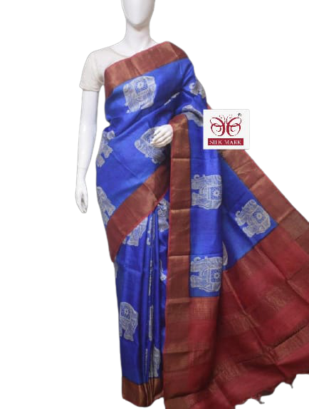 Pure Tussar Silk print saree
