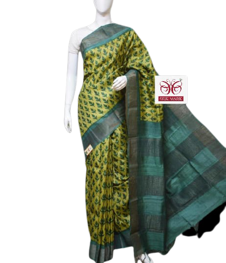 Pure Tussar Silk print saree