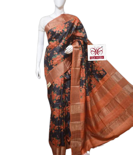 Pure Tussar Silk print saree