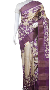 Pure Tussar Silk print saree