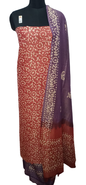 Cotton dupion batik print suit SILK ZONE