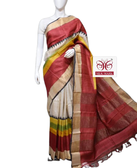 Pure Tussar Silk print saree