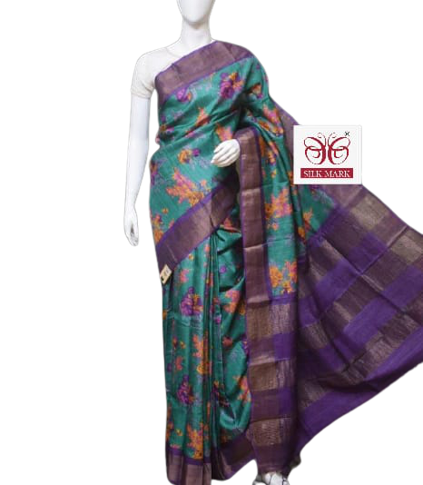 Pure Tussar Silk print saree