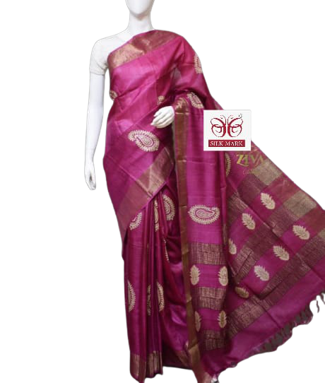 Pure Tussar Silk print saree