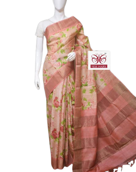Pure Tussar Silk print saree
