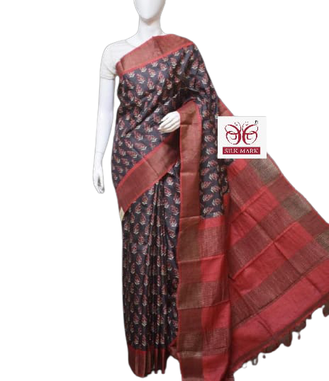 Pure Tussar Silk print saree