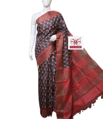 Pure Tussar Silk print saree