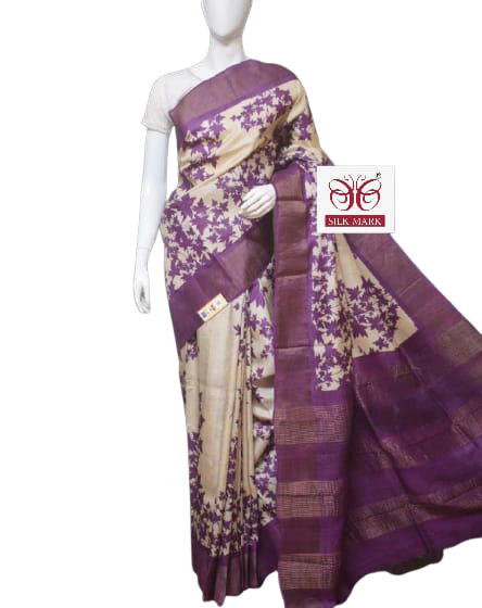 Pure Tussar Silk print saree