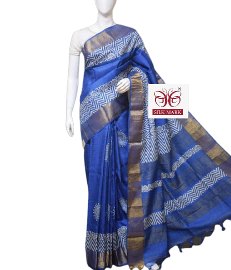 Pure Tussar Silk print saree